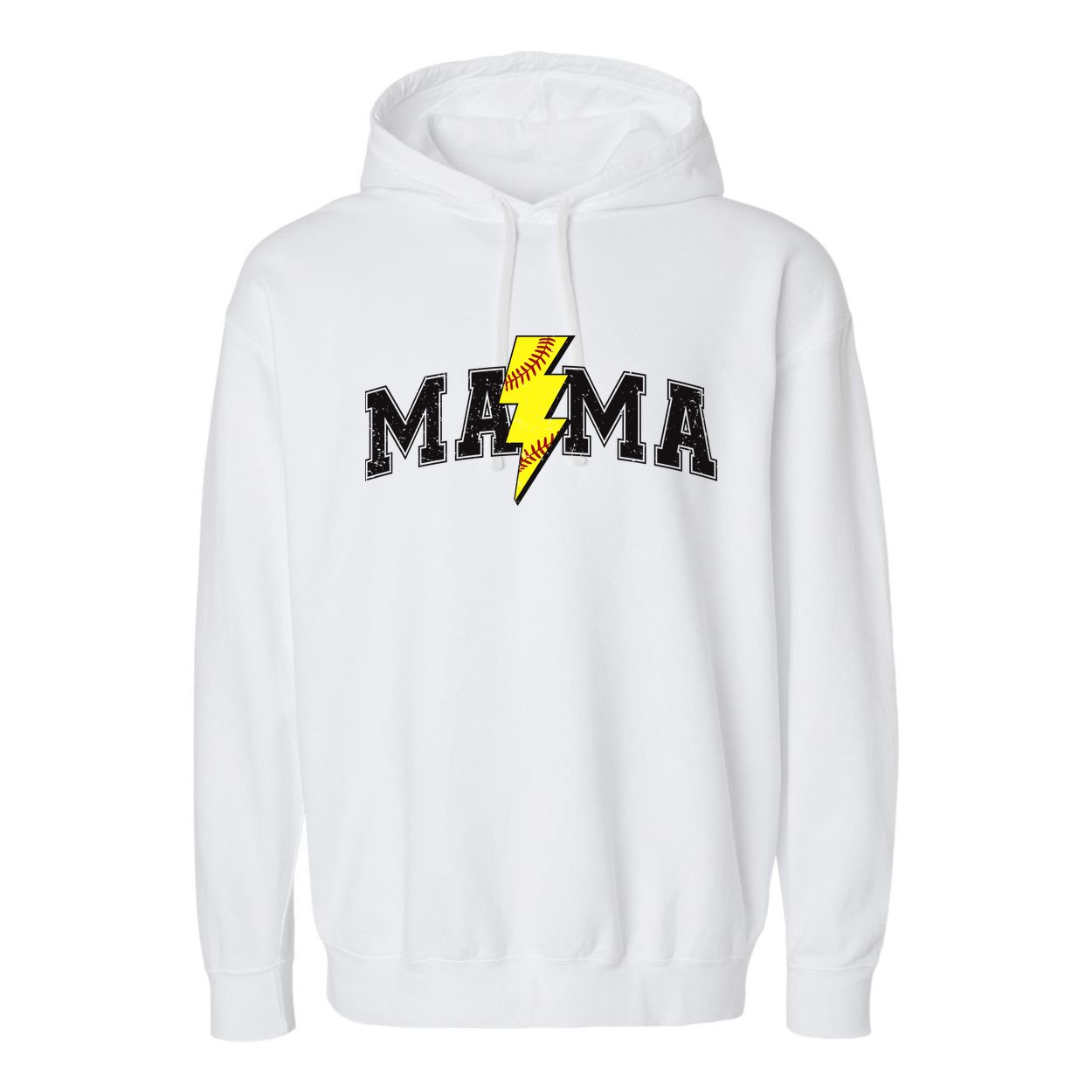 Retro Game Day Softball Mama Mom Sport Lover Garment-Dyed Fleece Hoodie