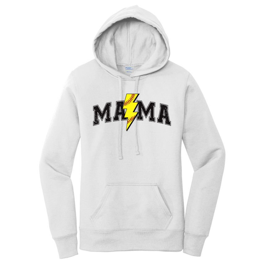 Retro Game Day Softball Mama Mom Sport Lover Women's Pullover Hoodie