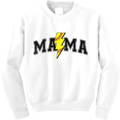 Retro Game Day Softball Mama Mom Sport Lover Kids Sweatshirt