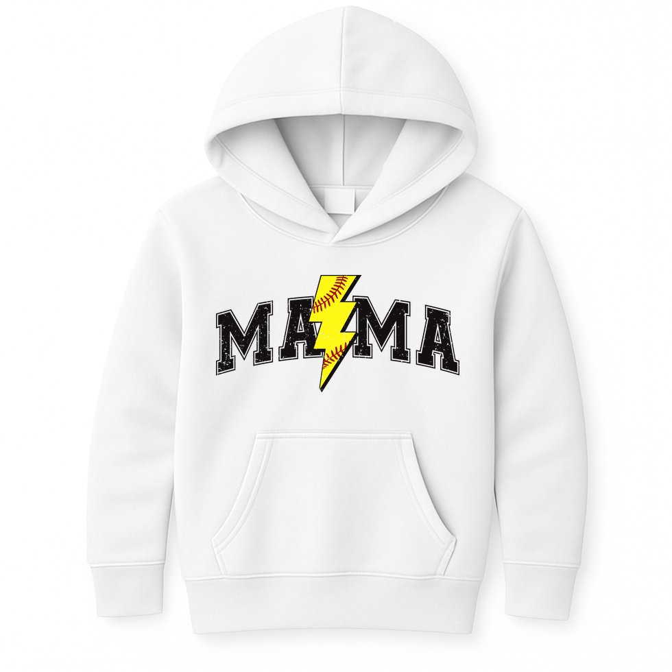 Retro Game Day Softball Mama Mom Sport Lover Kids Hoodie
