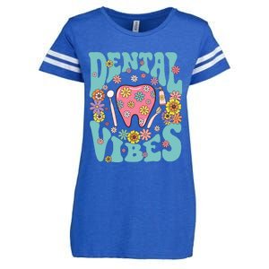 Retro Groovy Dental Vibes Funny Dentist Hygienist Enza Ladies Jersey Football T-Shirt