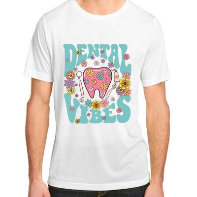 Retro Groovy Dental Vibes Funny Dentist Hygienist Adult ChromaSoft Performance T-Shirt