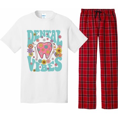 Retro Groovy Dental Vibes Funny Dentist Hygienist Pajama Set