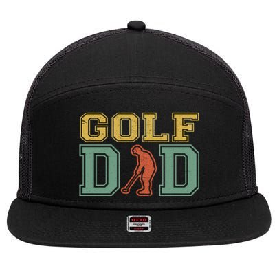 Retro Golf Dad For Golf Lovers Active Gift For Father's Day 7 Panel Mesh Trucker Snapback Hat