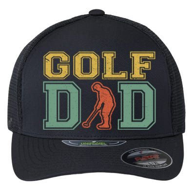 Retro Golf Dad For Golf Lovers Active Gift For Father's Day Flexfit Unipanel Trucker Cap