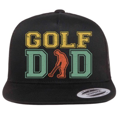 Retro Golf Dad For Golf Lovers Active Gift For Father's Day Flat Bill Trucker Hat