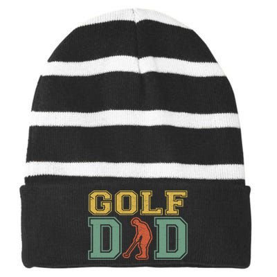 Retro Golf Dad For Golf Lovers Active Gift For Father's Day Striped Beanie with Solid Band