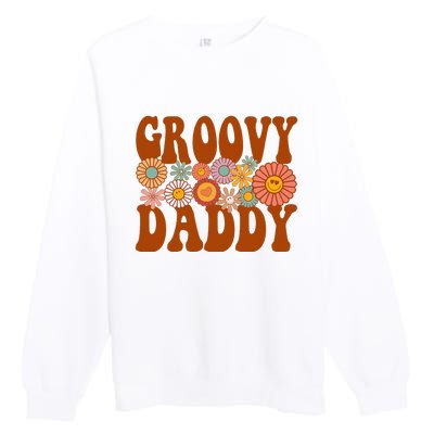 Retro Groovy Daddy Matching Family 1st Birthday Party Premium Crewneck Sweatshirt