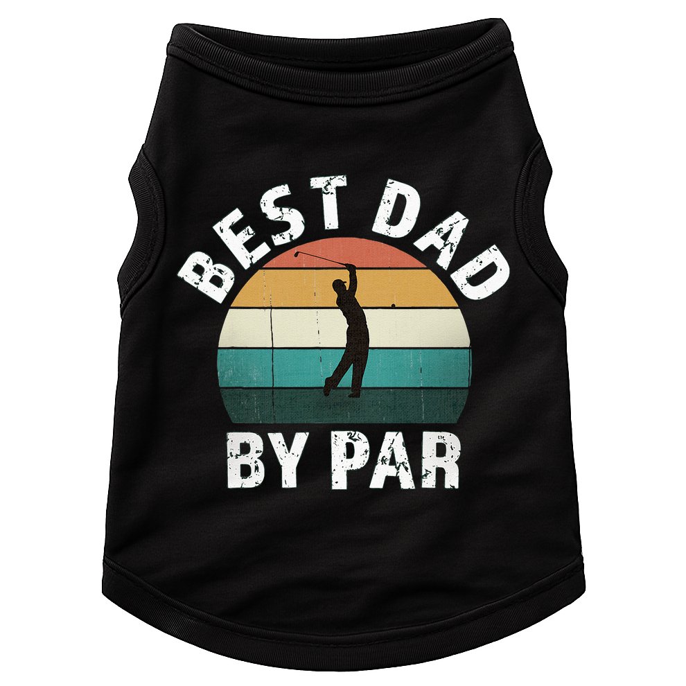 Retro Golfer Dad Fun Vintage Sunset Father Playing Golf Pun Doggie Tank