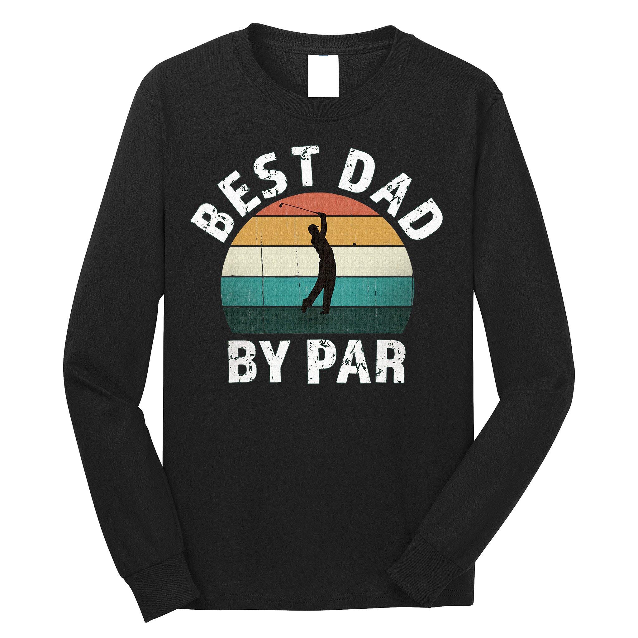 Retro Golfer Dad Fun Vintage Sunset Father Playing Golf Pun Long Sleeve Shirt