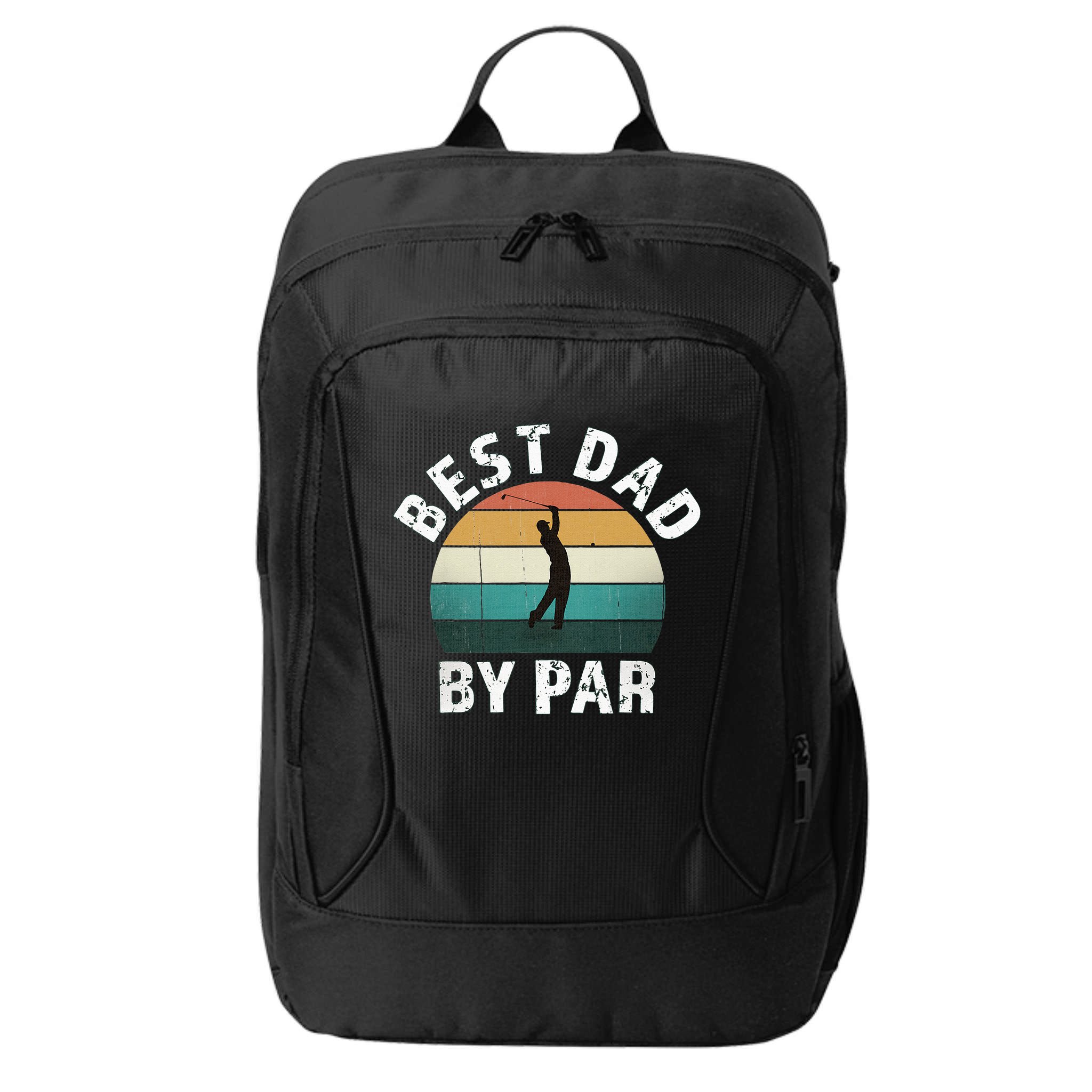 Retro Golfer Dad Fun Vintage Sunset Father Playing Golf Pun City Backpack