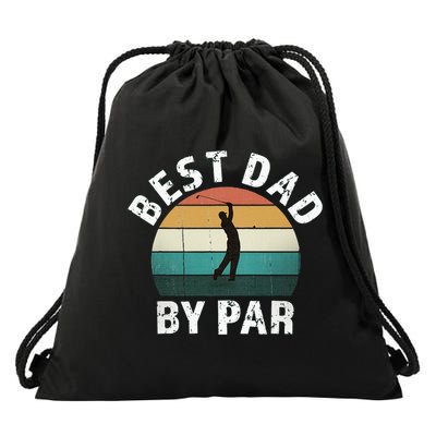 Retro Golfer Dad Fun Vintage Sunset Father Playing Golf Pun Drawstring Bag