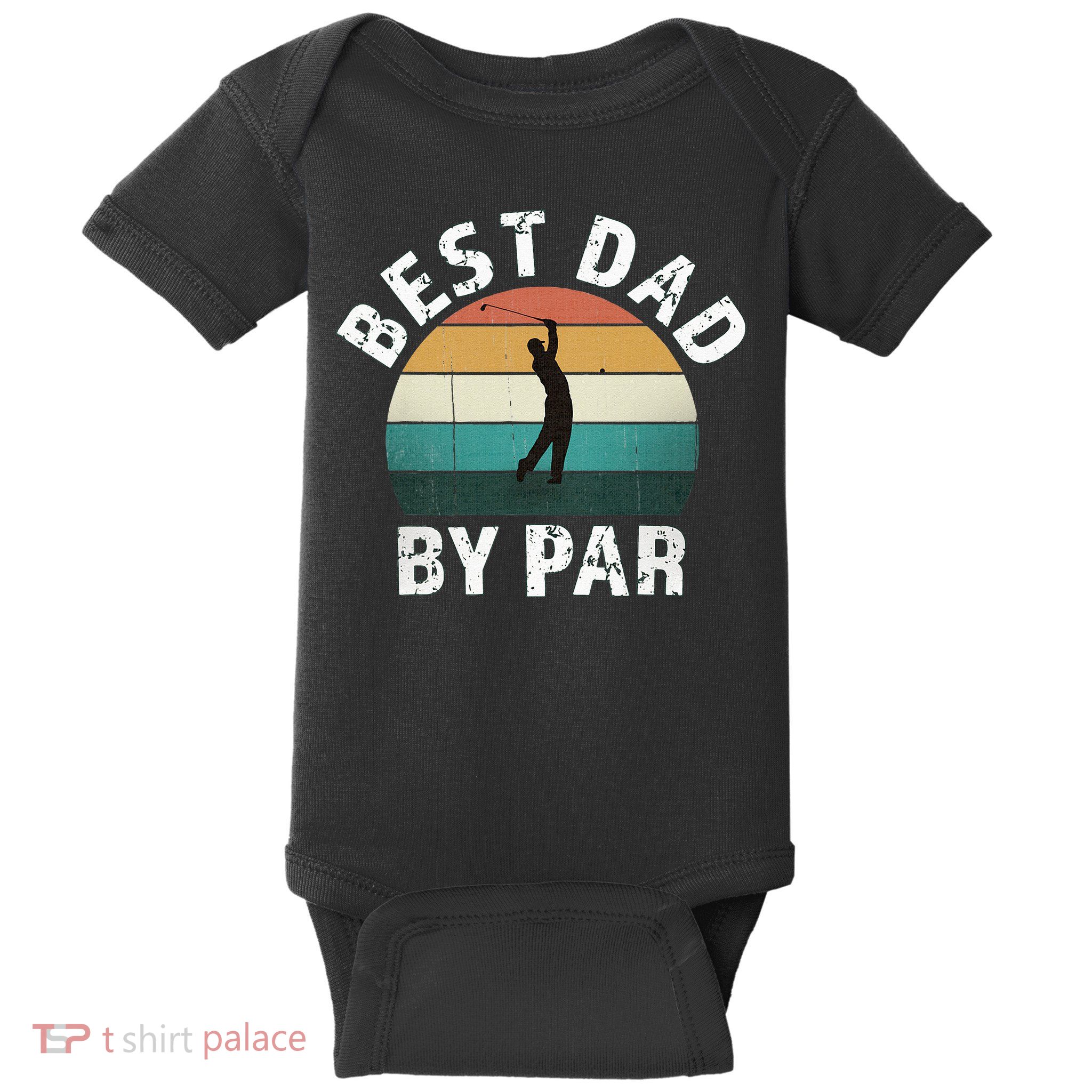 Retro Golfer Dad Fun Vintage Sunset Father Playing Golf Pun Baby Bodysuit