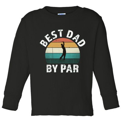 Retro Golfer Dad Fun Vintage Sunset Father Playing Golf Pun Toddler Long Sleeve Shirt