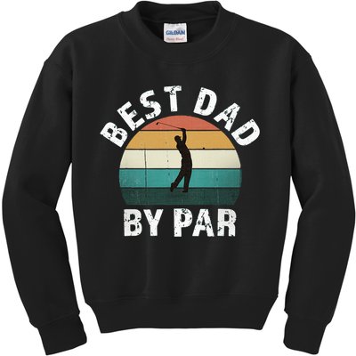 Retro Golfer Dad Fun Vintage Sunset Father Playing Golf Pun Kids Sweatshirt