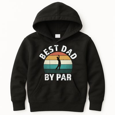 Retro Golfer Dad Fun Vintage Sunset Father Playing Golf Pun Kids Hoodie