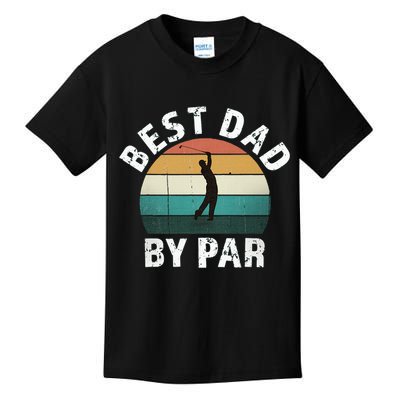 Retro Golfer Dad Fun Vintage Sunset Father Playing Golf Pun Kids T-Shirt