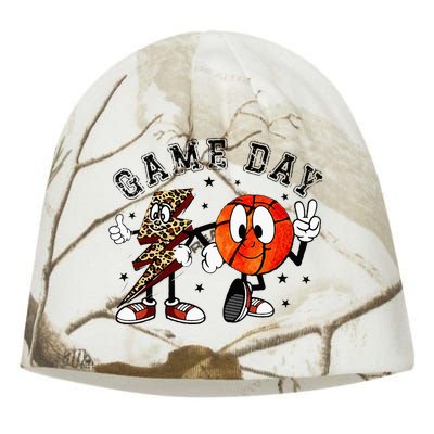 Retro Game Day Basketball Lighting Bolt Leopard Basketball Kati - Camo Knit Beanie