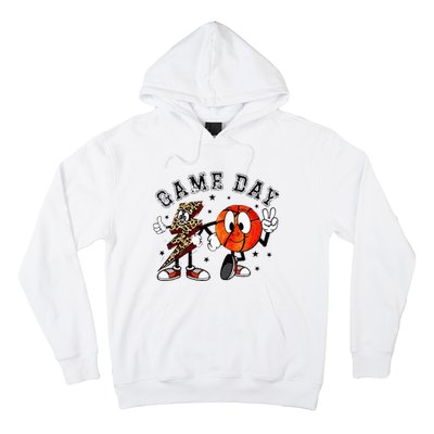 Retro Game Day Basketball Lighting Bolt Leopard Basketball Hoodie