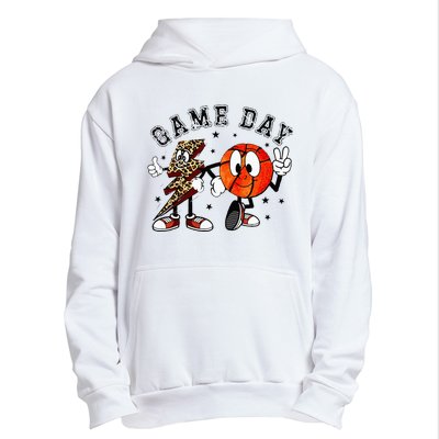 Retro Game Day Basketball Lighting Bolt Leopard Basketball Urban Pullover Hoodie