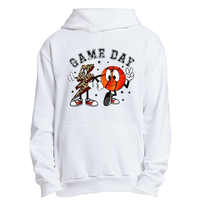 Retro Game Day Basketball Lighting Bolt Leopard Basketball Urban Pullover Hoodie