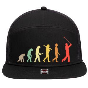 Retro Golf Evolution Gift For Golfers & Golf Players 7 Panel Mesh Trucker Snapback Hat