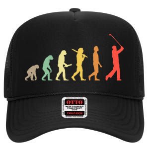 Retro Golf Evolution Gift For Golfers & Golf Players High Crown Mesh Back Trucker Hat