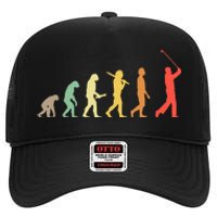 Retro Golf Evolution Gift For Golfers & Golf Players High Crown Mesh Back Trucker Hat