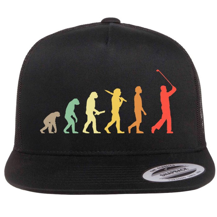 Retro Golf Evolution Gift For Golfers & Golf Players Flat Bill Trucker Hat