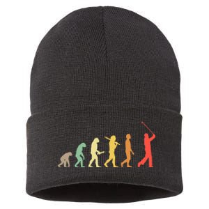 Retro Golf Evolution Gift For Golfers & Golf Players Sustainable Knit Beanie