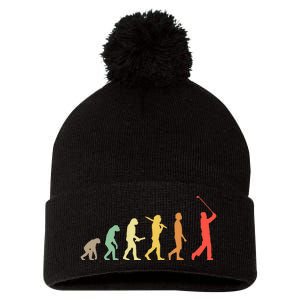 Retro Golf Evolution Gift For Golfers & Golf Players Pom Pom 12in Knit Beanie