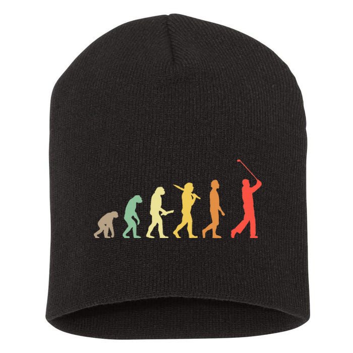 Retro Golf Evolution Gift For Golfers & Golf Players Short Acrylic Beanie