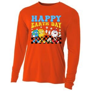 Retro Groovy Earth Day Save Our Planet Nature Environt Gift Cooling Performance Long Sleeve Crew