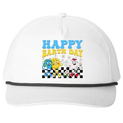 Retro Groovy Earth Day Save Our Planet Nature Environt Gift Snapback Five-Panel Rope Hat