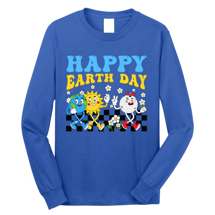 Retro Groovy Earth Day Save Our Planet Nature Environt Gift Long Sleeve Shirt