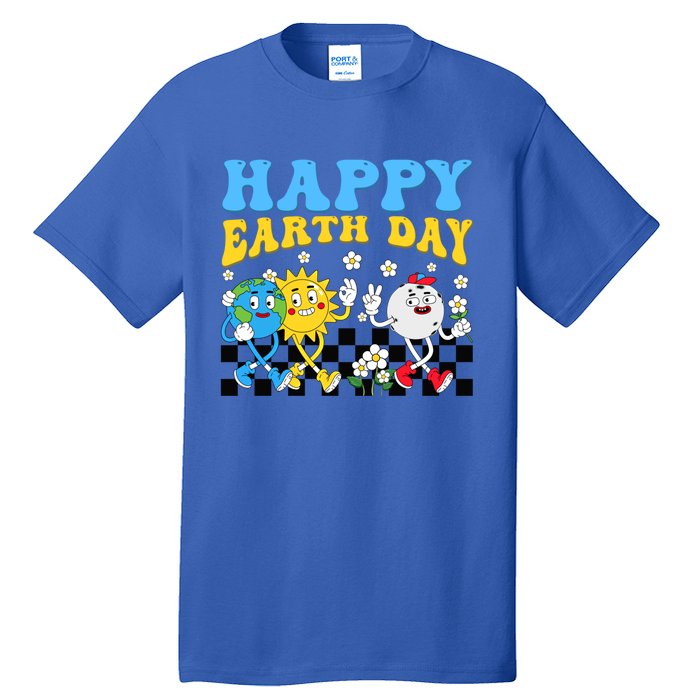 Retro Groovy Earth Day Save Our Planet Nature Environt Gift Tall T-Shirt