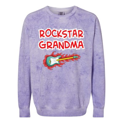 Rockstar Grandma Electric Guitar Rock Fan Mother Father Day Colorblast Crewneck Sweatshirt