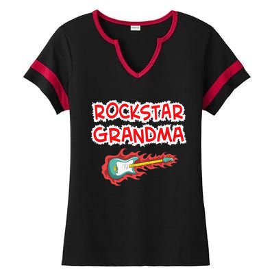 Rockstar Grandma Electric Guitar Rock Fan Mother Father Day Ladies Halftime Notch Neck Tee