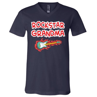 Rockstar Grandma Electric Guitar Rock Fan Mother Father Day V-Neck T-Shirt