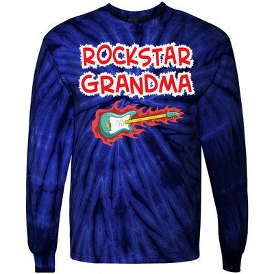 Rockstar Grandma Electric Guitar Rock Fan Mother Father Day Tie-Dye Long Sleeve Shirt