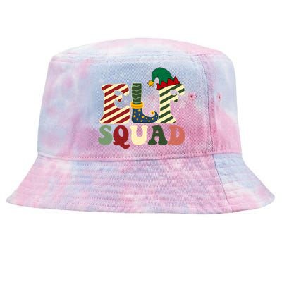 Retro Groovy Elf Squad Christmas Matching Family Xmas Pjs Great Gift Tie-Dyed Bucket Hat