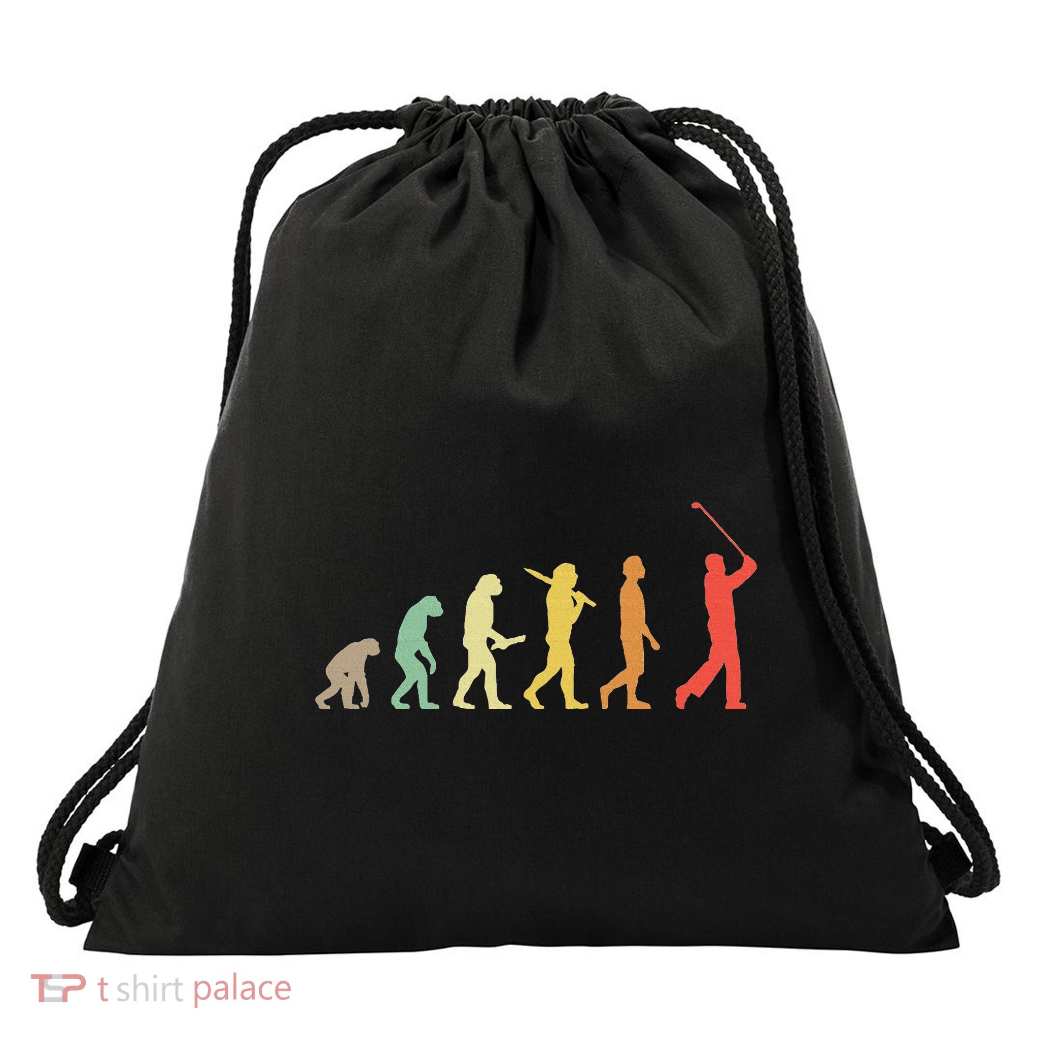 Retro Golf Evolution Gift For Golfers & Golf Players Drawstring Bag