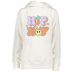 Retro Groovy Easter Day Hip Hop Cute Rabbit Bunny Carrot Womens Funnel Neck Pullover Hood