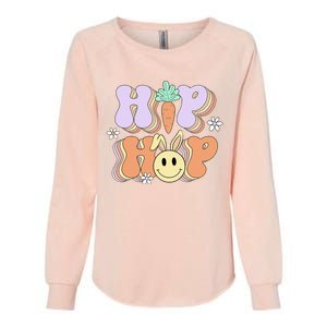 Retro Groovy Easter Day Hip Hop Cute Rabbit Bunny Carrot Womens California Wash Sweatshirt