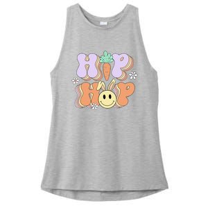 Retro Groovy Easter Day Hip Hop Cute Rabbit Bunny Carrot Ladies PosiCharge Tri-Blend Wicking Tank