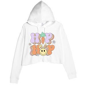 Retro Groovy Easter Day Hip Hop Cute Rabbit Bunny Carrot Crop Fleece Hoodie