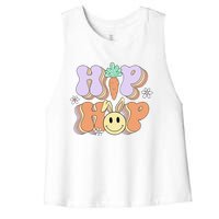 Retro Groovy Easter Day Hip Hop Cute Rabbit Bunny Carrot Women's Racerback Cropped Tank