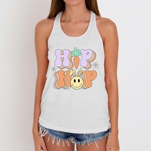 Retro Groovy Easter Day Hip Hop Cute Rabbit Bunny Carrot Women's Knotted Racerback Tank