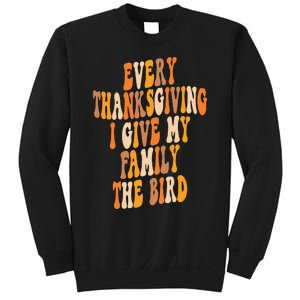 Retro Groovy Every Thanksgiving I Give My Family The Bird Sweatshirt