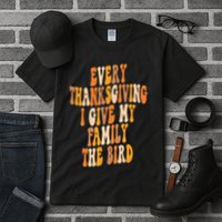 Retro Groovy Every Thanksgiving I Give My Family The Bird Tall T-Shirt